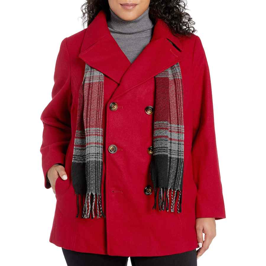 Women's Wool Pea Coats - Alexi Faux Fur Jacket Lapel Double-Breasted ...