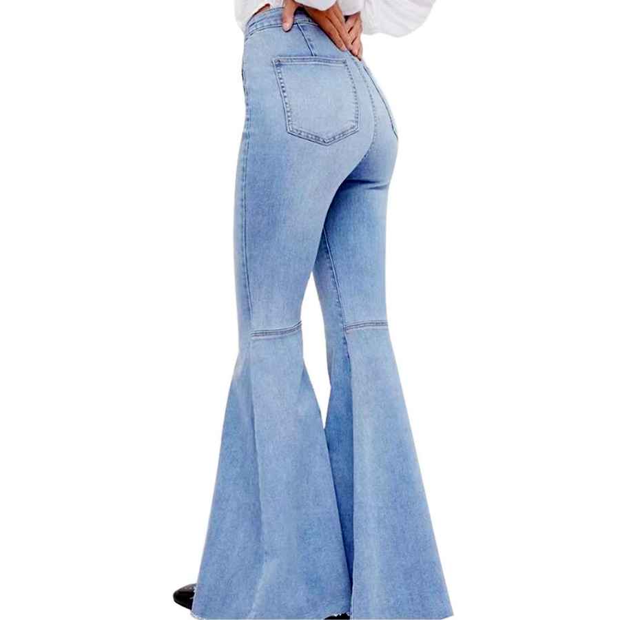 Women's Jeans - Fashion Bell Bottom High Waist Tassel Stretch
