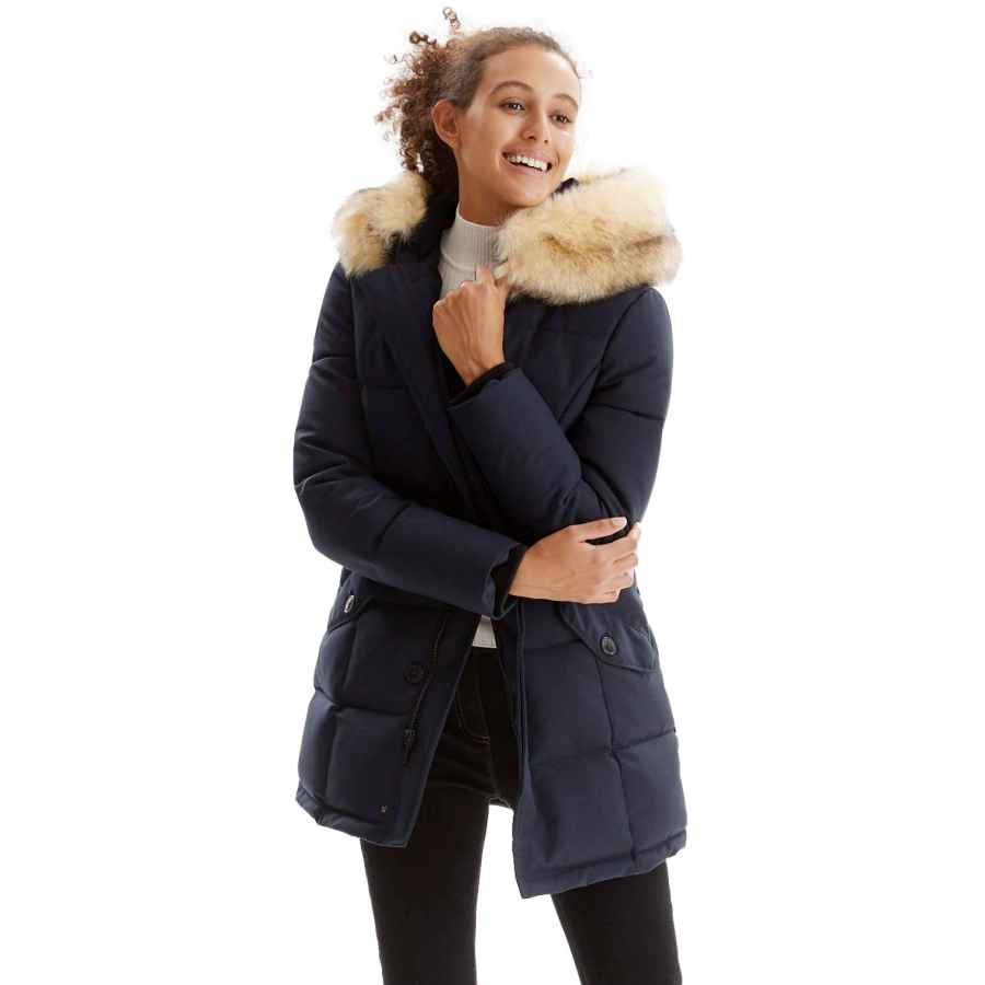 padded coat fur hood womens